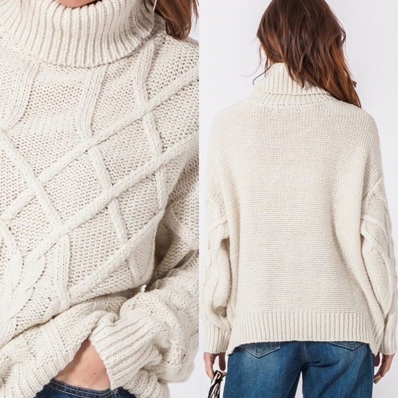 Last1️⃣Cable Knit Turtleneck Sweater Chunky Knit - Picture 2 of 3